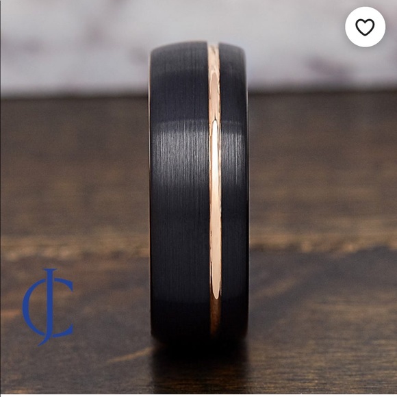 Black and Gold Men’s Wedding Band in Tungsten Carbide Ring - Picture 2 of 6